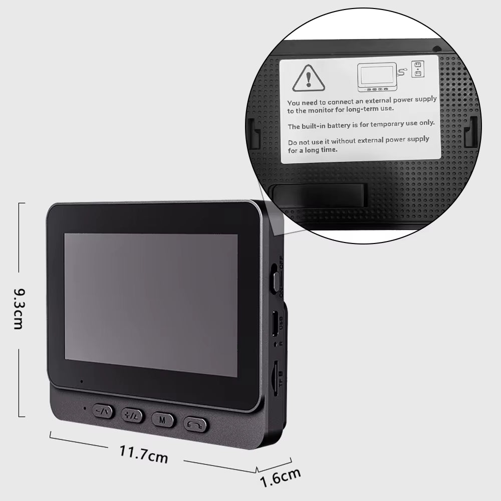 Wireless Video Doorbell with Screen 4.3'' IPS HD Smart Intercom - 2.4G Wifi, Two-Way Talk, Night Vision