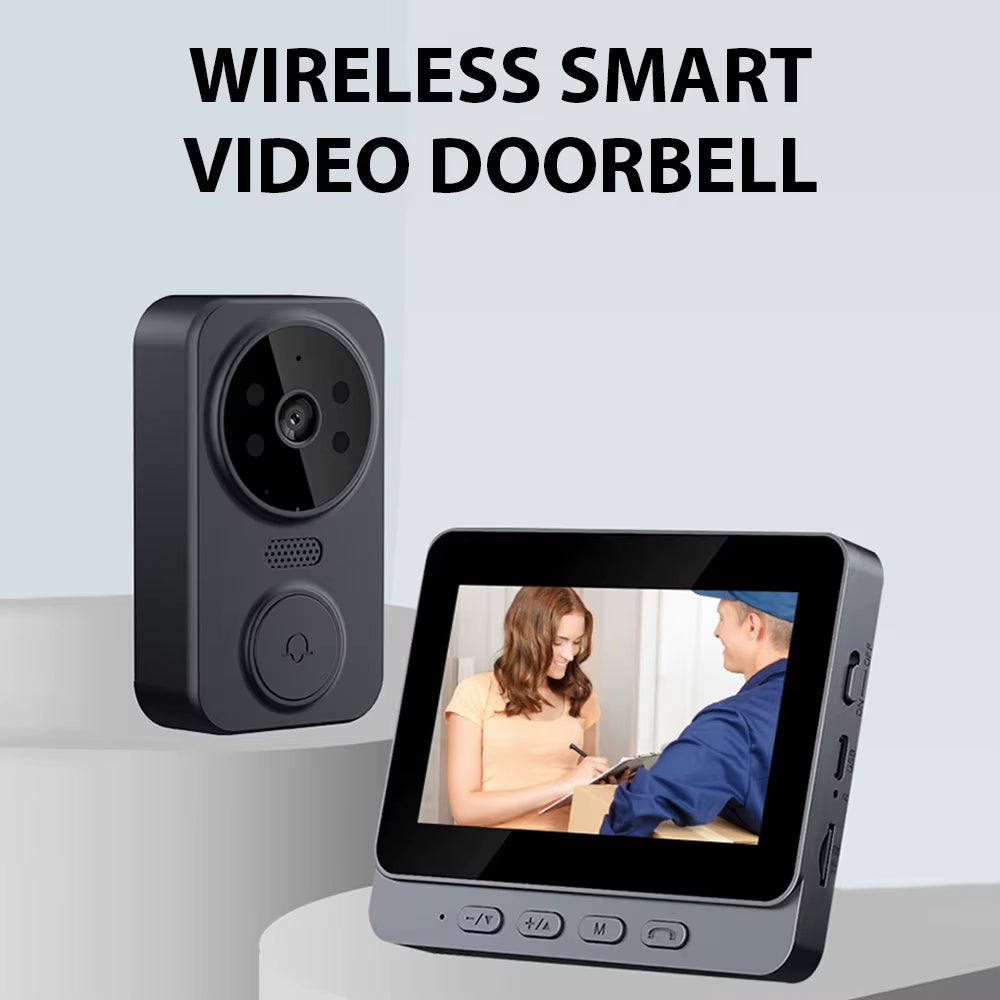 Wireless Video Doorbell with Screen 4.3'' IPS HD Smart Intercom - 2.4G Wifi, Two-Way Talk, Night Vision