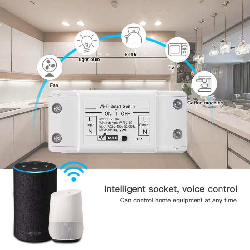 16A Wifi Smart Switch Smart Home Wireless Control Switch Relay Breaker Remote Voice Control Support Alexa Google Home Ewelink