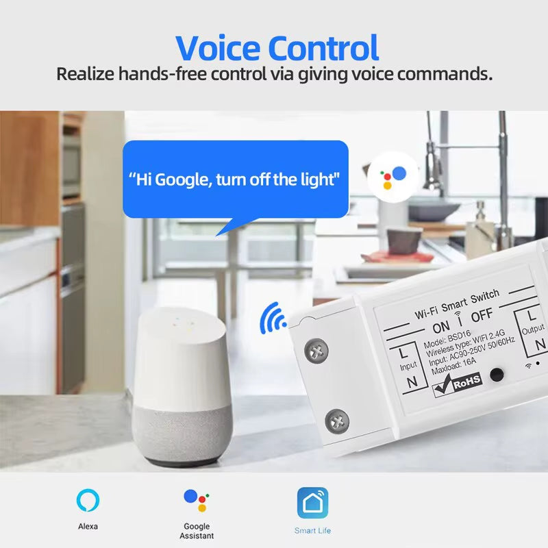 16A Wifi Smart Switch Smart Home Wireless Control Switch Relay Breaker Remote Voice Control Support Alexa Google Home Ewelink