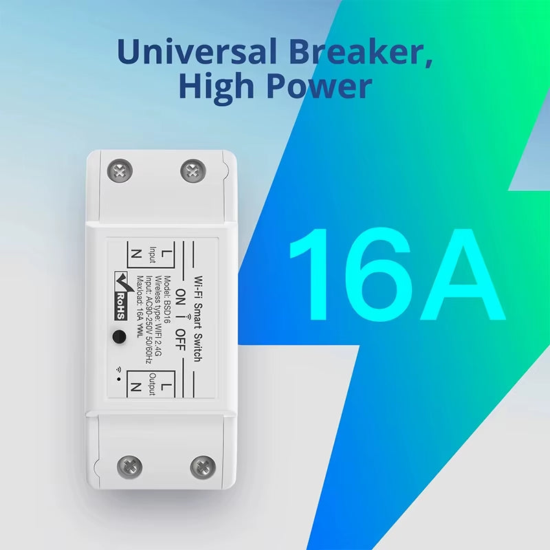 16A Wifi Smart Switch Smart Home Wireless Control Switch Relay Breaker Remote Voice Control Support Alexa Google Home Ewelink