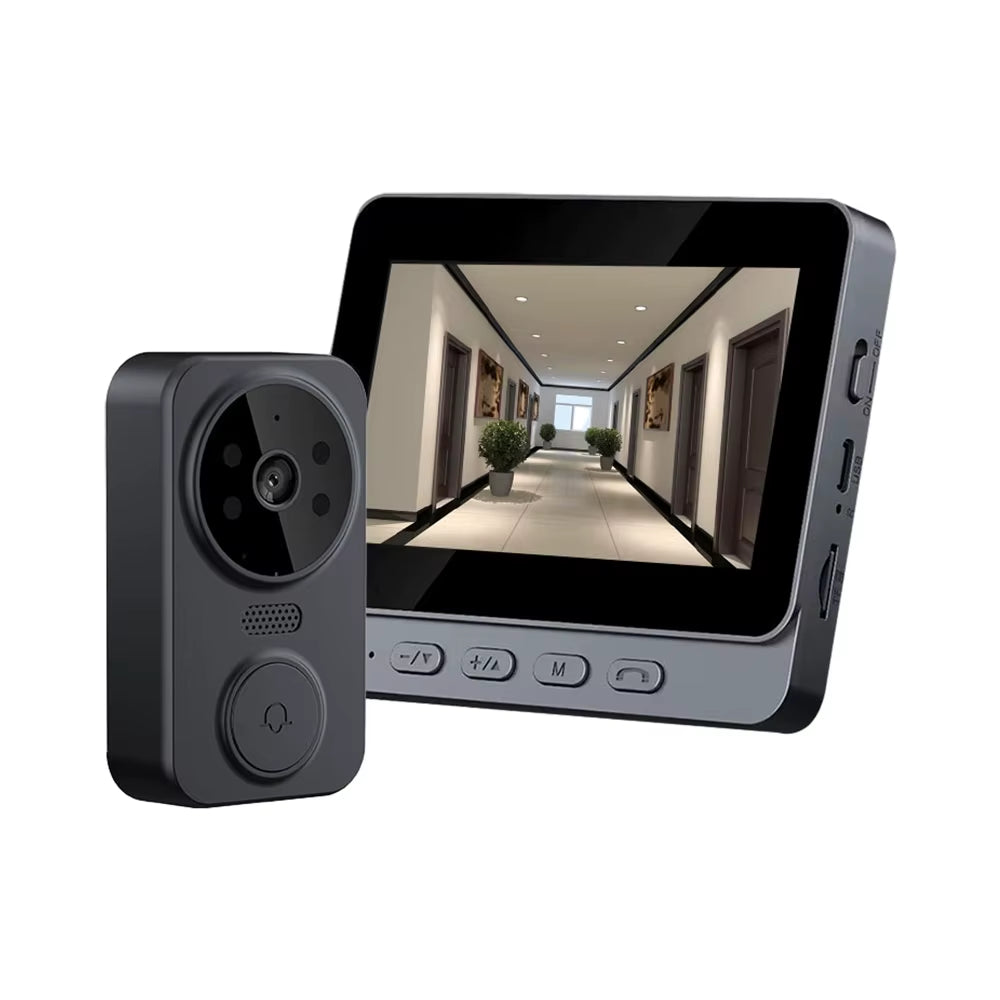 Wireless Video Doorbell with Screen 4.3'' IPS HD Smart Intercom - 2.4G Wifi, Two-Way Talk, Night Vision