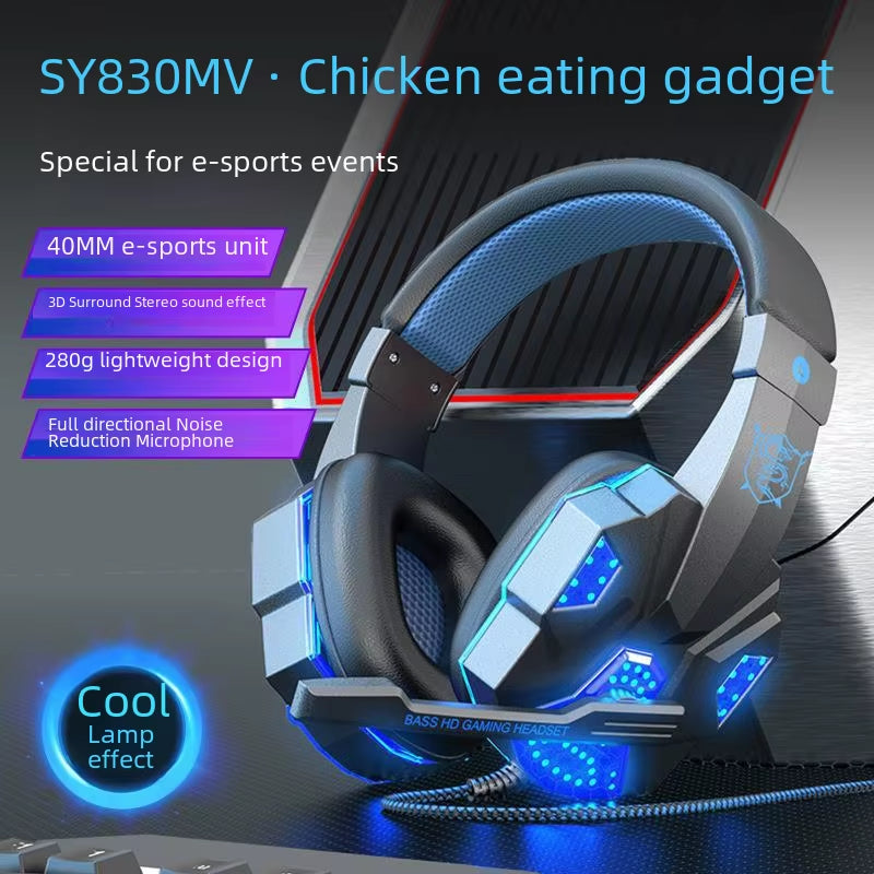 Esports Gaming Headset Mv Wired Computer Phone Headphones Luminous Earphones Overhead Style Headset Manufacturer Wholesale