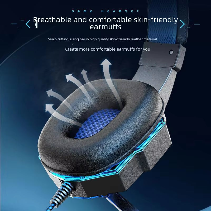 Esports Gaming Headset Mv Wired Computer Phone Headphones Luminous Earphones Overhead Style Headset Manufacturer Wholesale