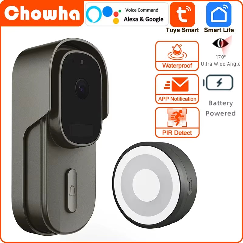 Tuya Wifi Video Doorbell Camera Outdoor Waterproof Wired Door Bell 1080P Alexa Wireless Security Battery Door Bell Camera