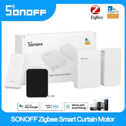 SONOFF Zbcurtain Zigbee Smart Curtain Motor Type C Electric Curtain Motors Ewelink App Remote Control Smart Home Solar Panel