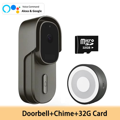 Tuya Wifi Video Doorbell Camera Outdoor Waterproof Wired Door Bell 1080P Alexa Wireless Security Battery Door Bell Camera