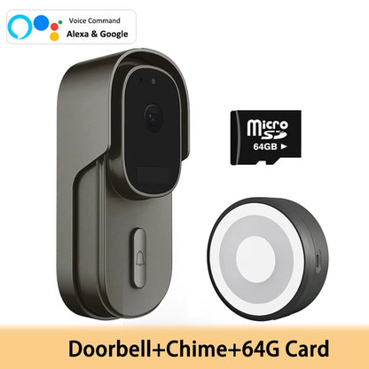 Tuya Wifi Video Doorbell Camera Outdoor Waterproof Wired Door Bell 1080P Alexa Wireless Security Battery Door Bell Camera